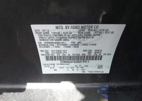 2013 Ford Flex Limited z USA, uszkodzony, nr VIN 2FMHK6DT6DBD19911